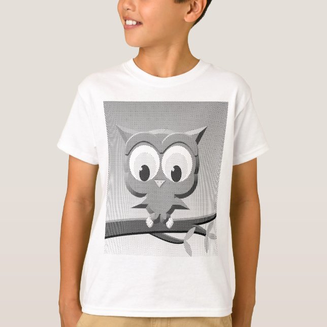 T-shirt Chouette À Papier En Noir Et Blanc (Devant)