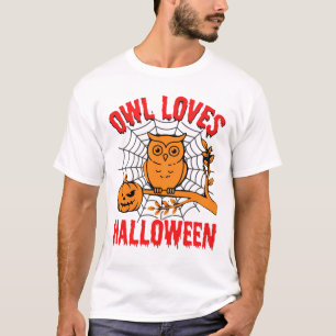 T-shirt Chouette aime Halloween effrayant vecteur vintage