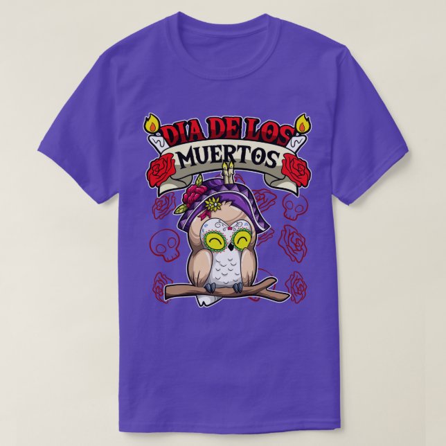 T-shirt Chouette animalière Dia De Los Muertos (Design devant)