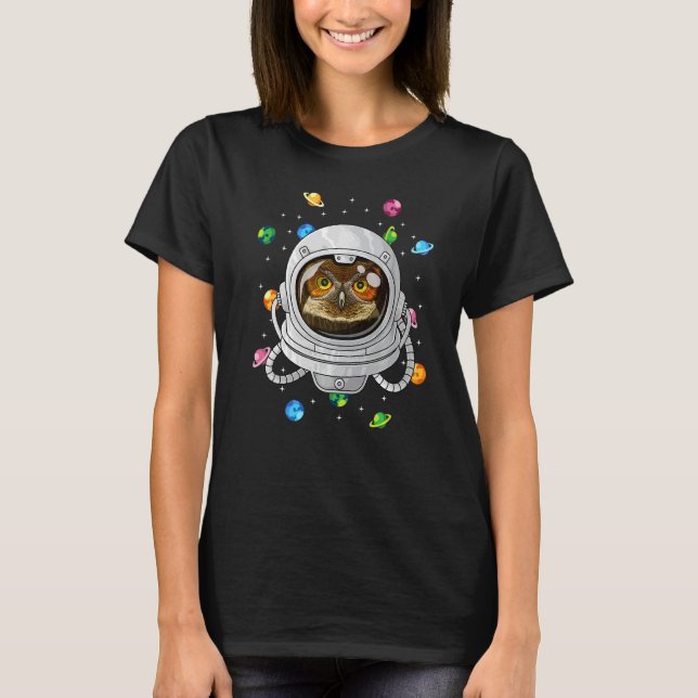 T-shirt Chouette astronaute animal profond dans l'espace O (Devant)