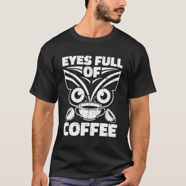 T-shirt Chouette au café (Devant)