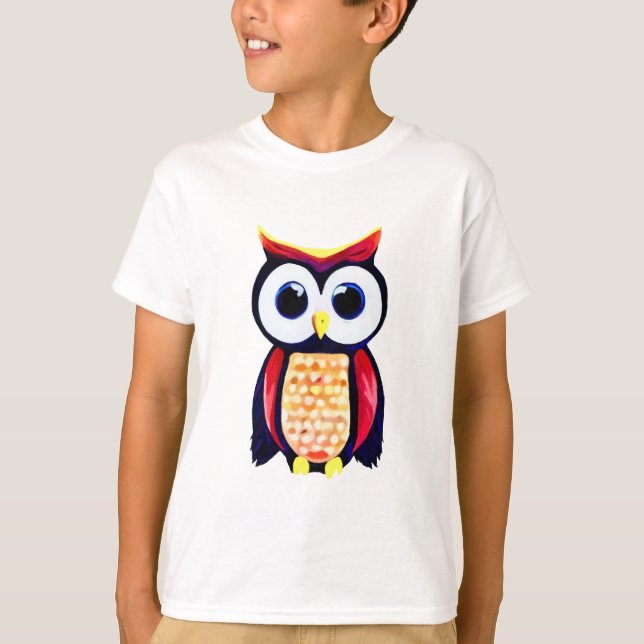 T-shirt Chouette aux grands yeux curieux (Devant)