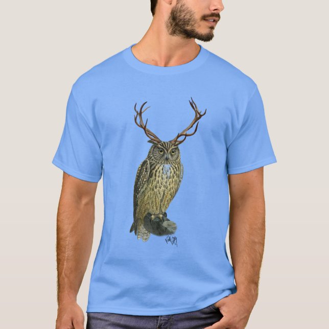 T-shirt Chouette avec Antlers plain 2 (Devant)