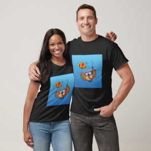 T-shirt Chouette avec masque tuba et poisson tropical