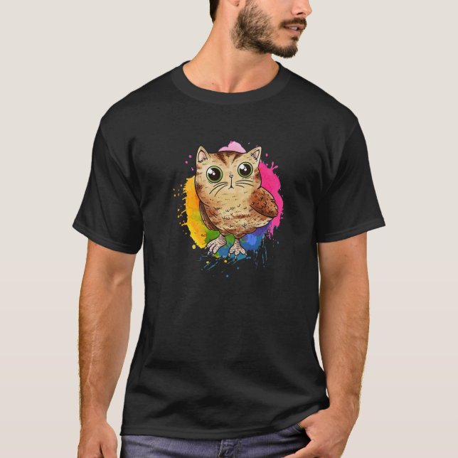 T-shirt Chouette Bébé Cute Chouette Avec Splash Couleur (Devant)