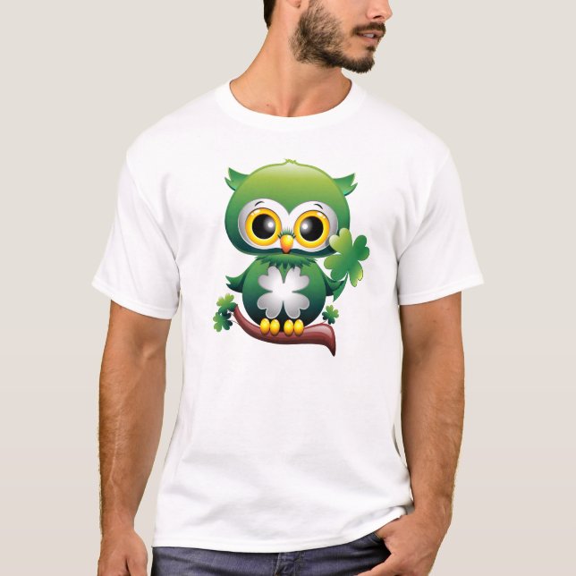 T-shirt Chouette bébé mignon St Patrick dessin animé (Devant)