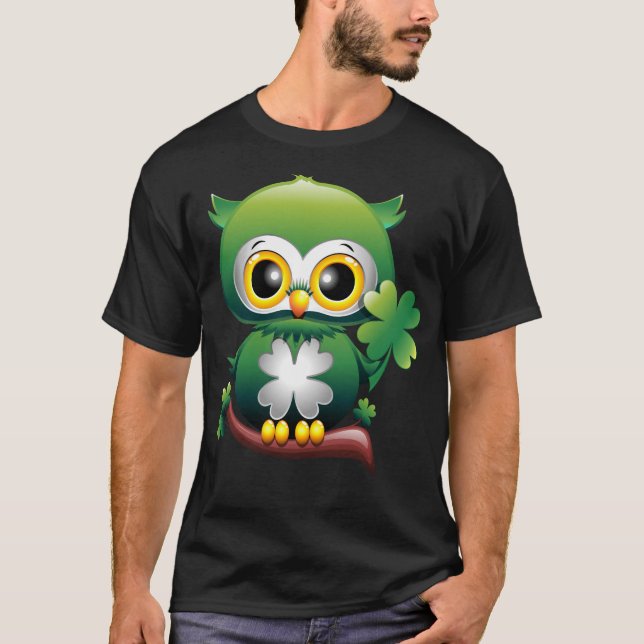 T-shirt Chouette Bébé Mignon St Patrick Dessin Animé (Devant)