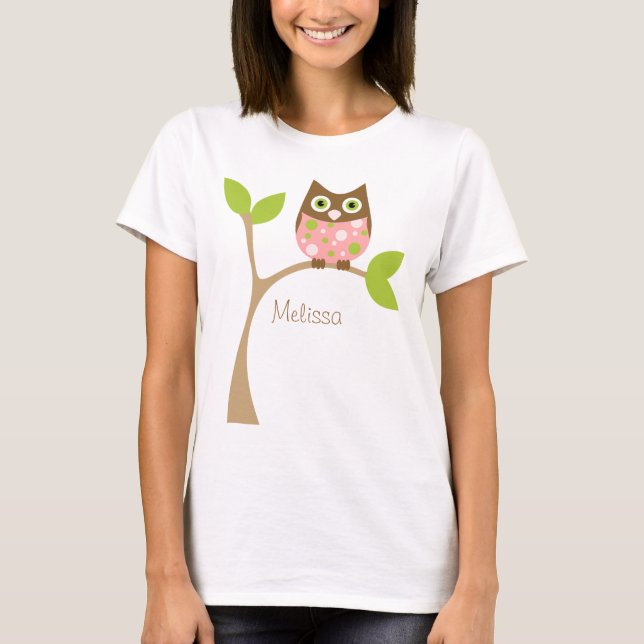 T-shirt Chouette-bébé rose (Devant)