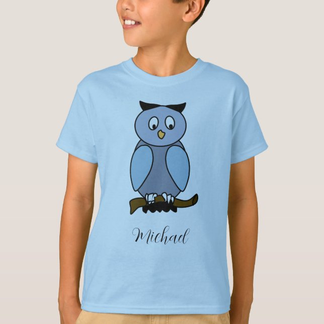 T-shirt Chouette bleue personnalisable (Devant)