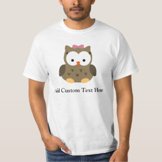 T-shirt Chouette Brown mignonne avec bow rose