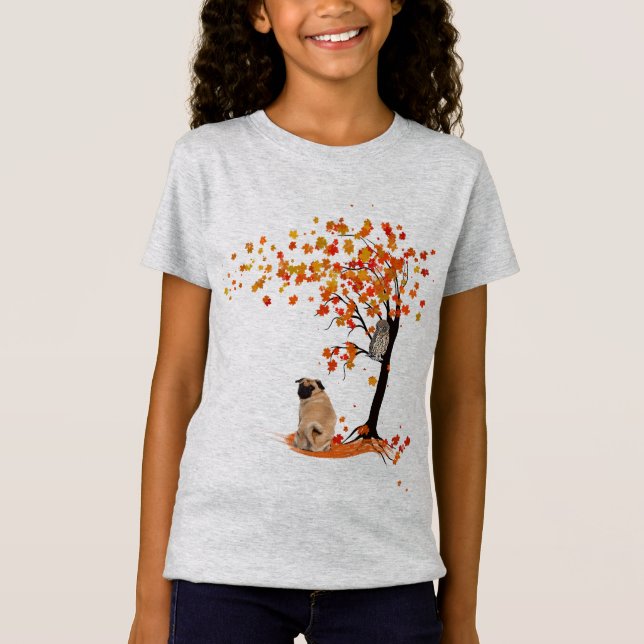 T-Shirt Chouette carlin Et Arbre Automne Propriétaire Carl (Devant)