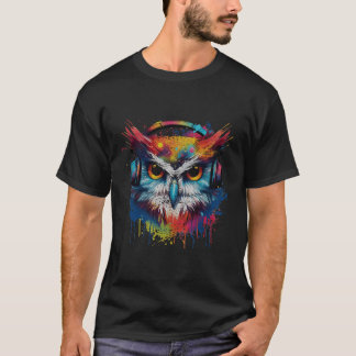 T-shirt Chouette colorée Dj Owl
