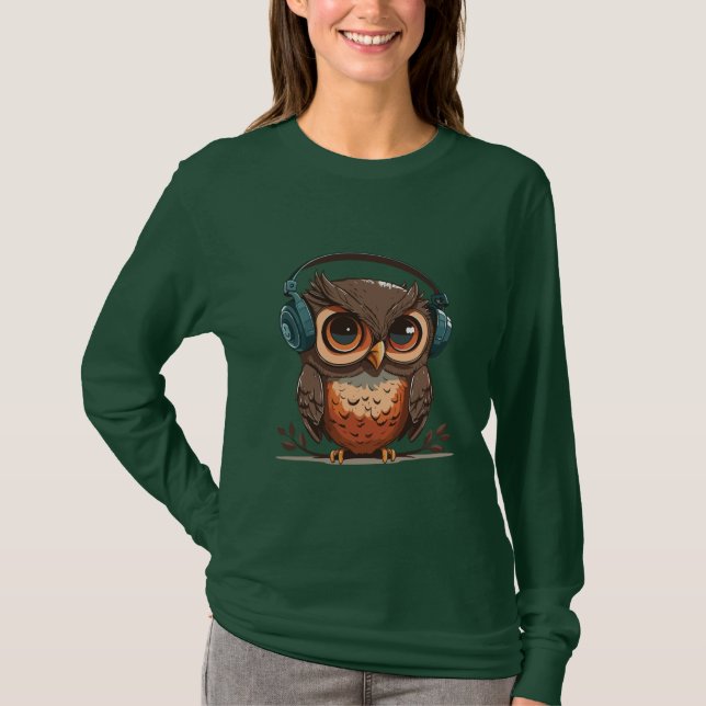 T-shirt Chouette confortable avec casque (Devant)