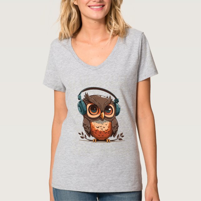 T-shirt Chouette confortable avec casque (Devant)