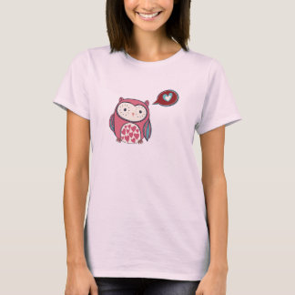 T-shirt Chouette d'amour rose