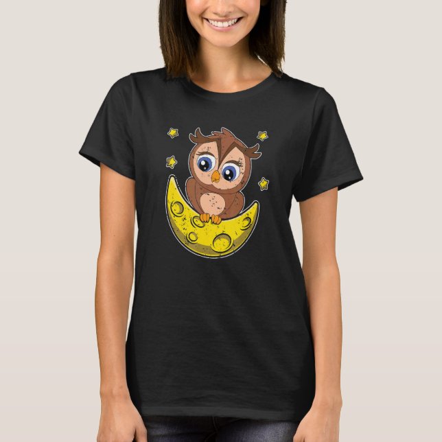 T-shirt Chouette d'animal de lune Wise Bird Cute Owl (Devant)