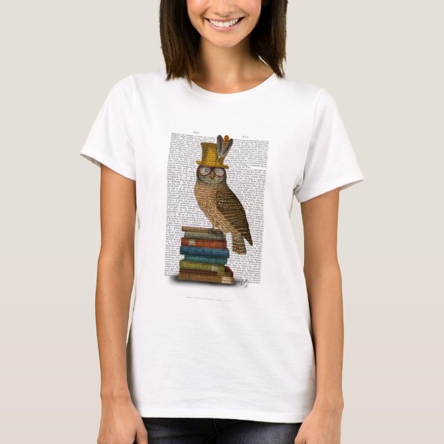 T-shirt Chouette dans les livres (Devant)