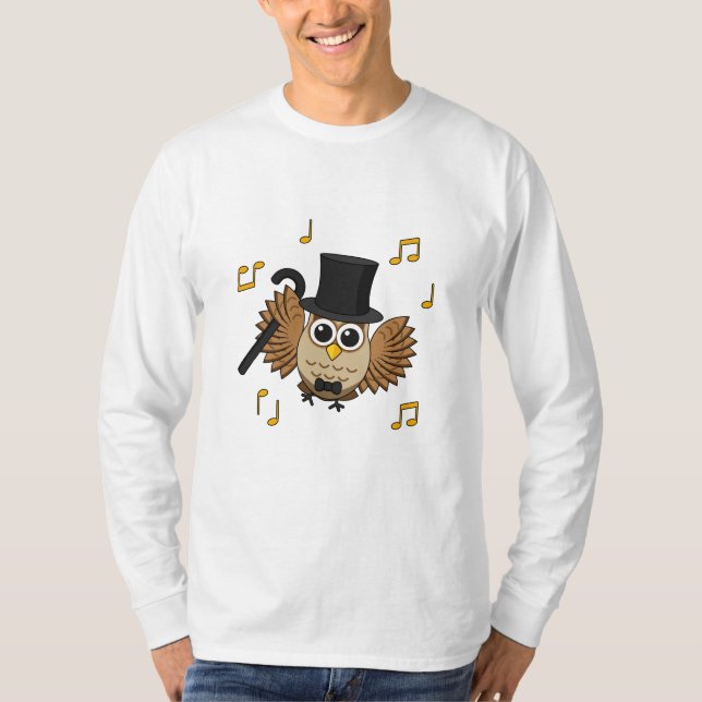 T-shirt Chouette dansante mignonne avec notes musicales De (Devant)