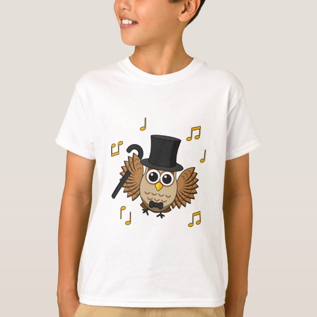 T-shirt Chouette dansante mignonne avec notes musicales De (Devant)