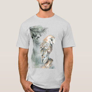 T-shirt Chouette d'aquarelle Oiseau Faune Nature Art