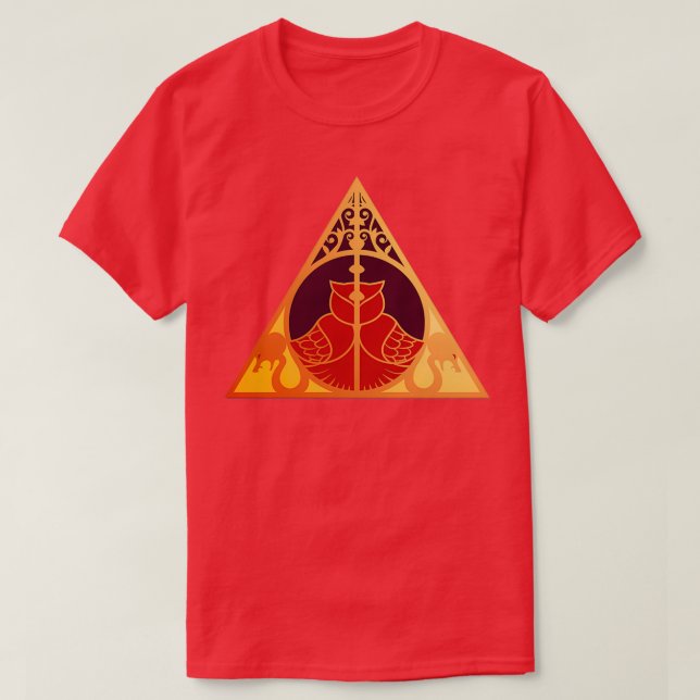 T-shirt Chouette d'artefact et serpent rouge doré (Design devant)