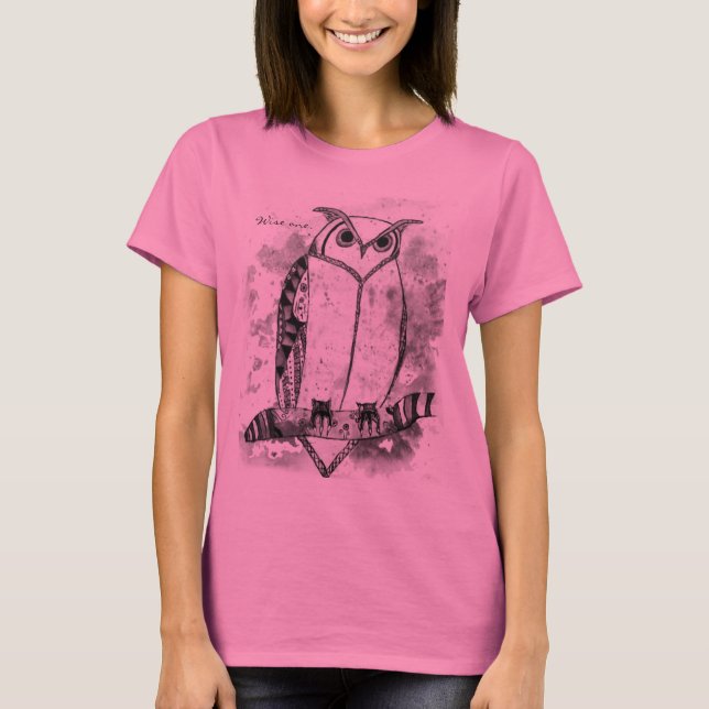 T-shirt Chouette de conception d'art à motif unique (Devant)