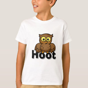 T-shirt Chouette de dessin animé mignonne assise sur une œ