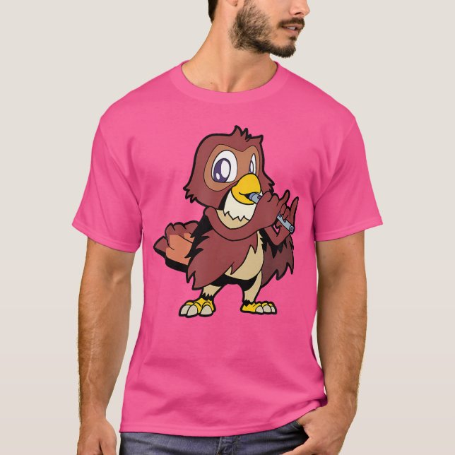 T-shirt Chouette de dessin - Lecteur de flute (Devant)