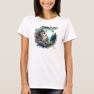 T-shirt Chouette de la nature imprimée - Art animal
