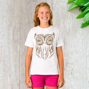 T-shirt Chouette de ligne Tribale Marron Abstraite Moderne