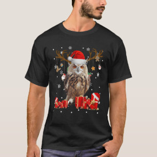 T-shirt Chouette de Noël Funny Père Noël Reindeer Owl Love