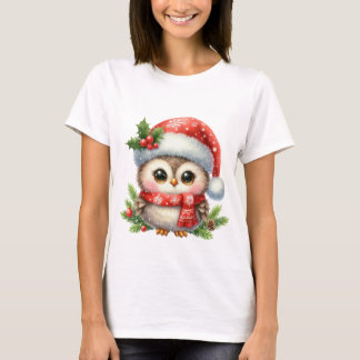 T-shirt Chouette de Noël, T-shirt 100% coton