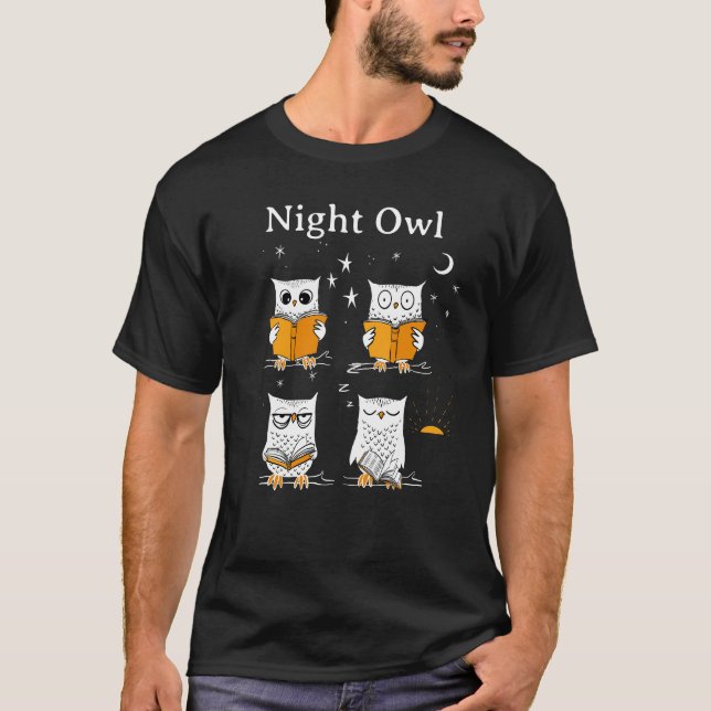 T-shirt Chouette de nuit Café noir Toute la nuit (Devant)