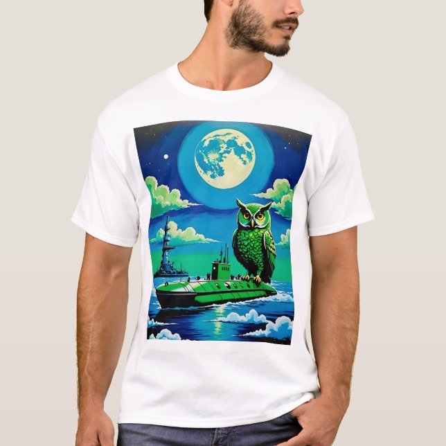 T-shirt Chouette de nuit sur le sous-marin T Chemise Surre (Devant)