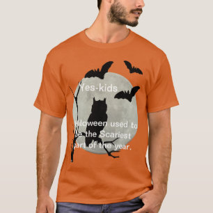 T-shirt Chouette d'Halloween orange et chauves-souris