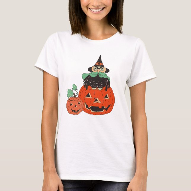 T-shirt Chouette d'Halloween vintage (Devant)