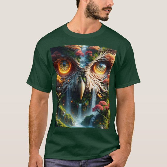 T-shirt Chouette d'Imaginaire, arbres à cascade (Devant)