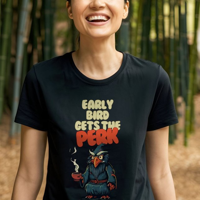 T-shirt Chouette drôle tenant de la Mug de café (Créateur téléchargé)