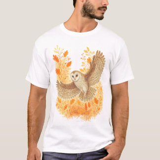 T-shirt Chouette effraie feuilles d'automne