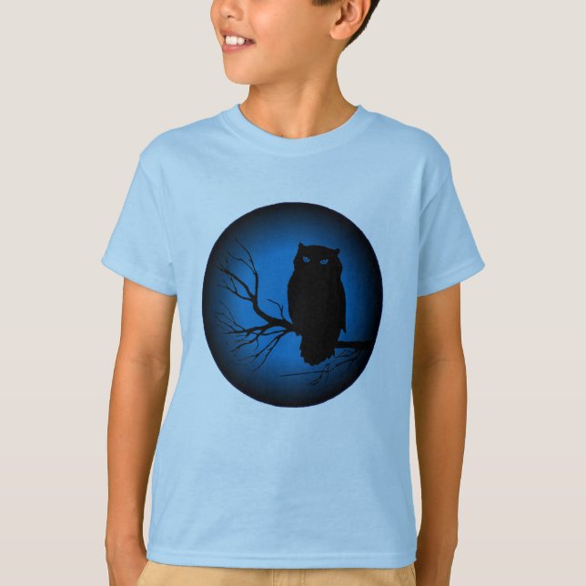 T-shirt Chouette éffrayante Lune bleue (Devant)