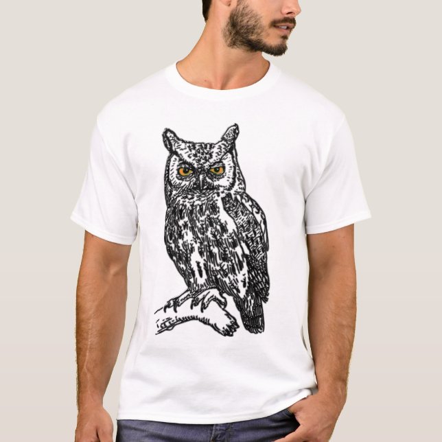 T-shirt Chouette en encre noire (Devant)