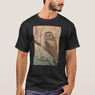 T-shirt Chouette et fleurs de cerisiers Bois japonais AR