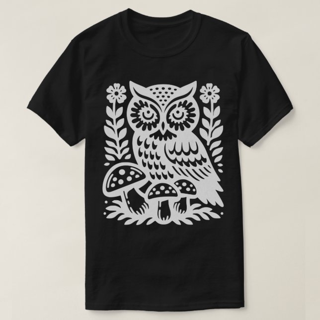 T-shirt Chouette et fleurs de Whimsical Bloc Style d'impre (Design devant)