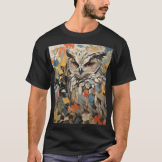 T-shirt Chouette et fleurs en peinture printanière