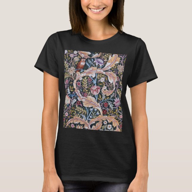 T-shirt Chouette et fleurs, William Morris (Devant)