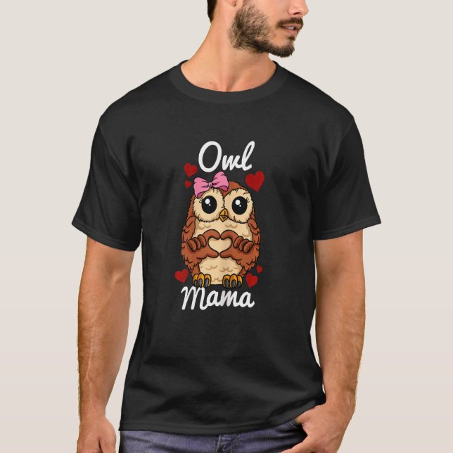 T-shirt Chouette Femme Mama Chouette Coeur Doigt Animal Av (Devant)