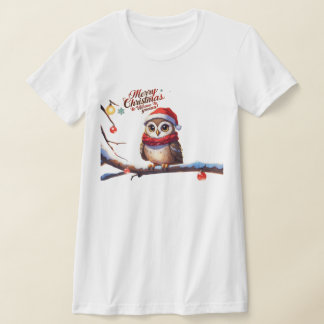 T-shirt Chouette festive dans un chapeau de Santa
