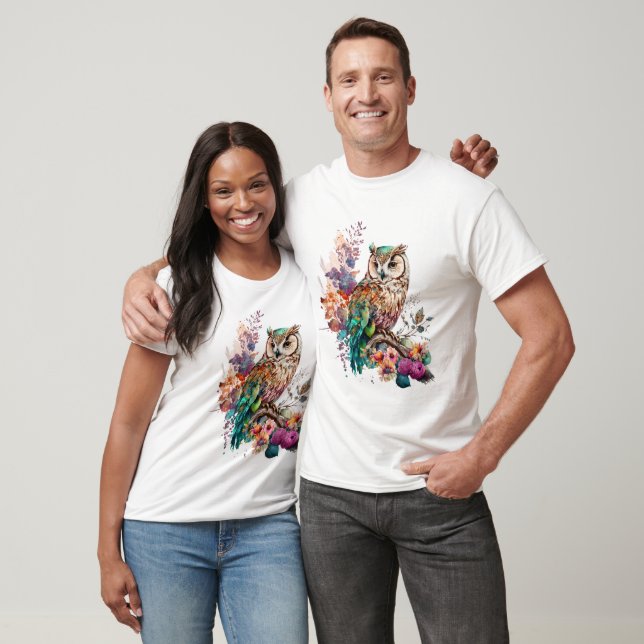 T-Shirt Chouette Florale Colorée (Unisexe)