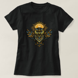 T-shirt Chouette gardienne céleste soleil halo art folklor