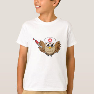 T-shirt Chouette infirmière mignonne avec dessin à la seri